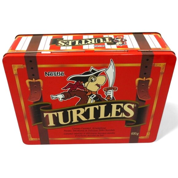 NESTLE Turtles Tin Box 600g Collectible Candy Container 90s Vintage - Picture 2 of 9